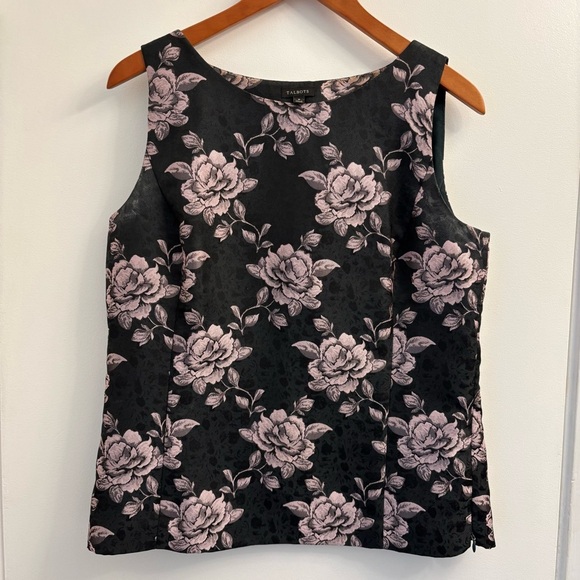 TALBOTS Jacquard Floral Textured Sleeveless Shell Top 8 Office‎ Business Casual - Picture 1 of 6